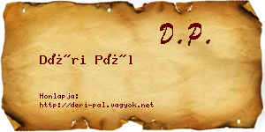 Déri Pál névjegykártya